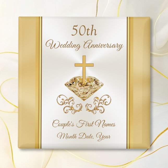 Imã Favoritos para festas do 50º Aniversário do Casame (50 year anniversary party favors. Cheap Personalized, giveaways for golden wedding anniversary.)