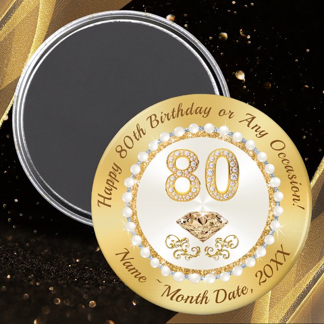 Imã Favoritos para festas para ideias de aniversário d (80th birthday party favor ideas. Party favor ideas for adults 80th birthday. 80th birthday favors.)
