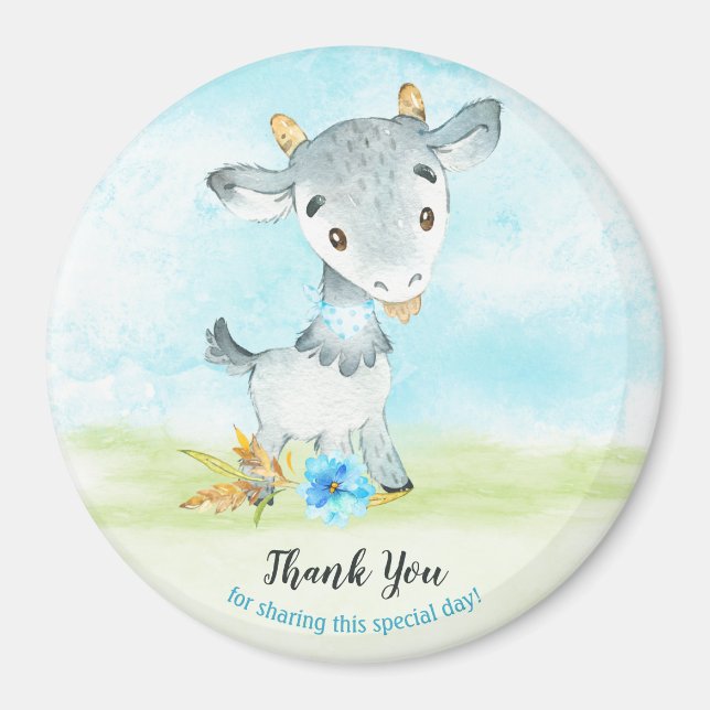 Imã Fazenda De Cabra De Aquarela Obrigado (Frente)