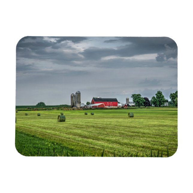 Ímã Fazendas | Red Barn & Silo em Primavera (Horizontal)