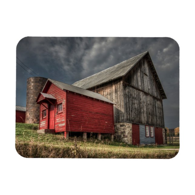 Ímã Fazendas | Red Wooden Barn em Michigan (Horizontal)