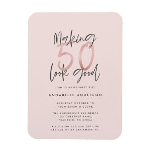 Ímã Fazer 50 é um bom aniversário brilhante rosa-cin