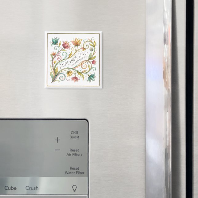 Imã Fé Esperança Amor floral (In Situ (Fridge))