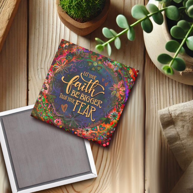 Imã Fé maior que o medo Inspirividade Bonito Floral (Criador carregado)