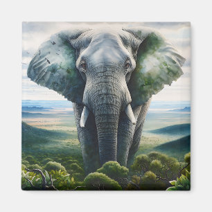 Imã Feche a face elefante, presas, tronco