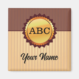 Imã Fecho Dourado com Iniciais e Nome Personalizado