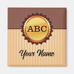 Imã Fecho Dourado com Iniciais e Nome Personalizado