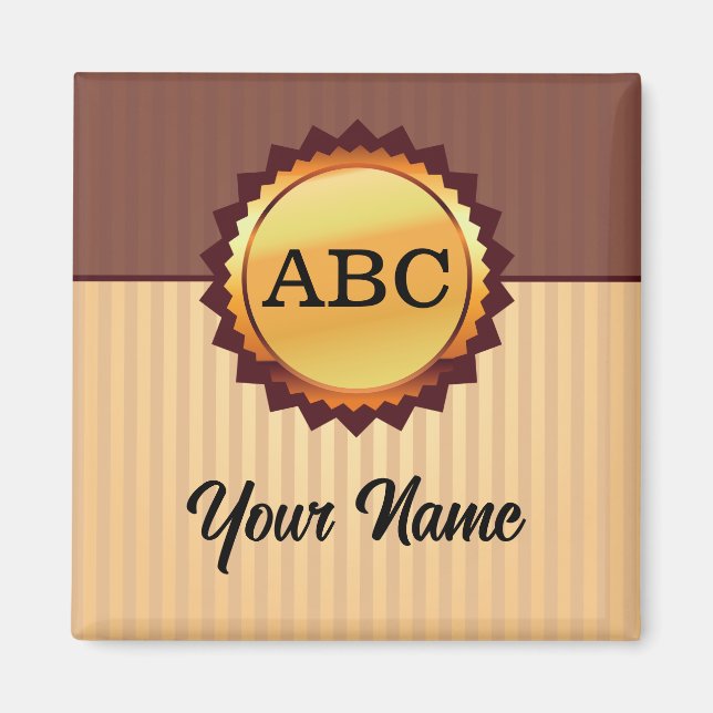 Imã Fecho Dourado com Iniciais e Nome Personalizado (Frente)