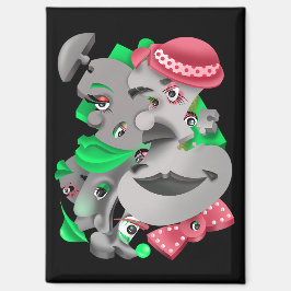 Imã Fecho Surreal Quebra-cabeça Faces