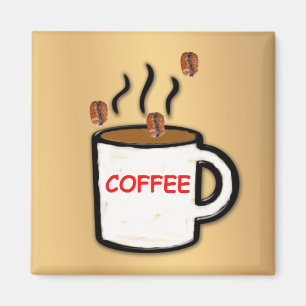Imã Feijões e caneca de café