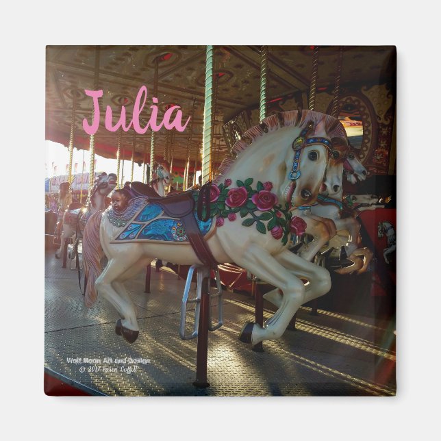 Imã Feira de Carrossel Feliz-Jovem Cavalo (Frente)