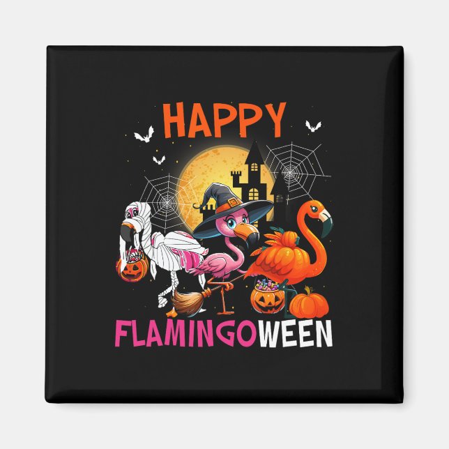 Imã Feiticeira Flamingo, Cor-de-rosa, do Halloween (Frente)