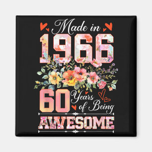 Imã Feito em 1966 floral 60º aniversário mulheres 60 a