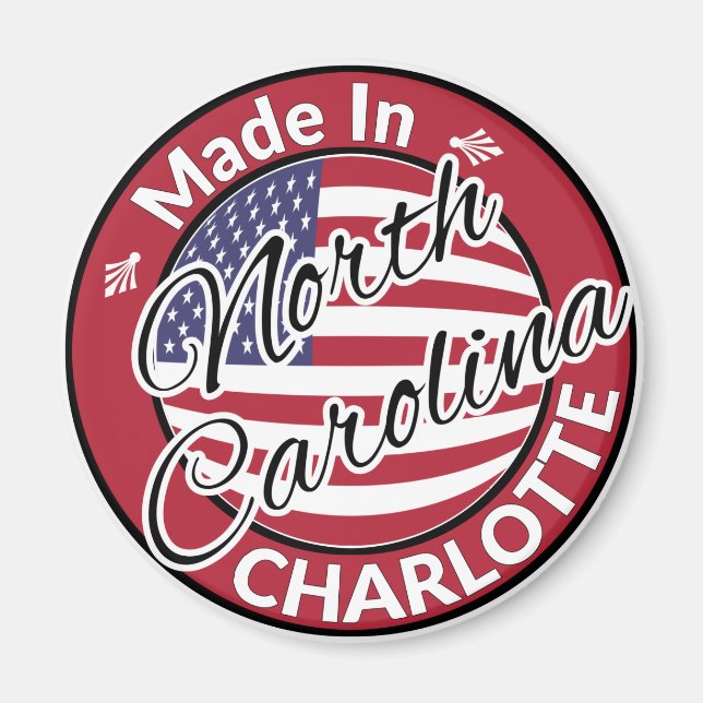 Imã Feito em Charlotte North Carolina EUA Flag (Frente)