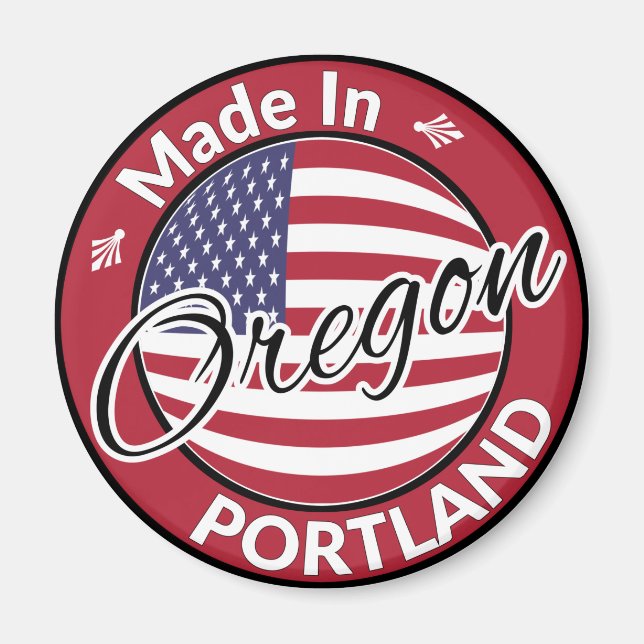 Imã Feito em Portland Oregon USA Flag (Frente)