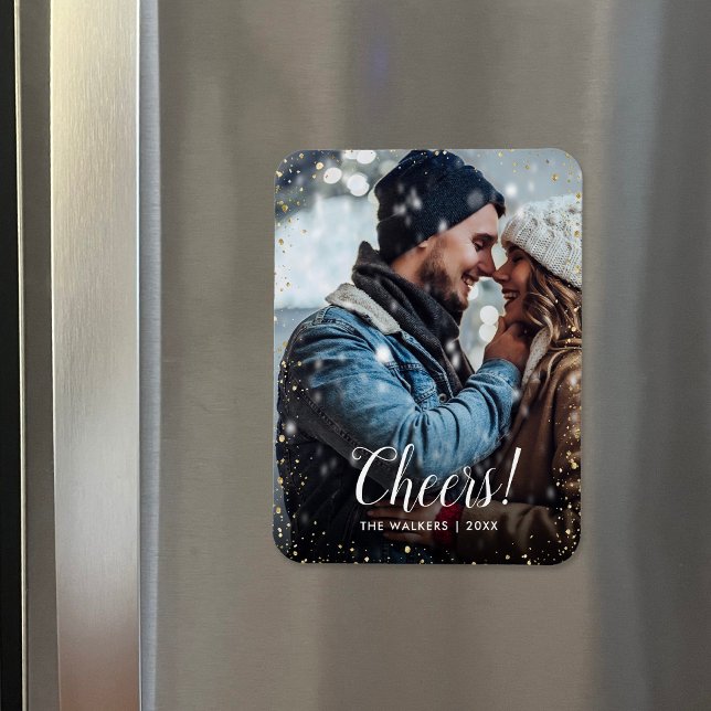 Ímã Felicidades | Glitz Faux Glitter Overlay (Criador carregado)