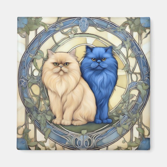 Imã Feline Beauty persian cat art nouveau (Frente)