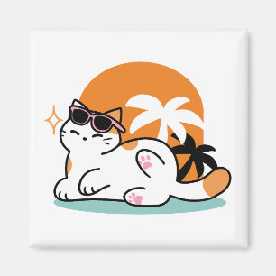 Imã Feline Fine no Sol - Gato Tropical Relaxado