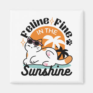 Imã Feline Fine no Sol - Gato Tropical Relaxado