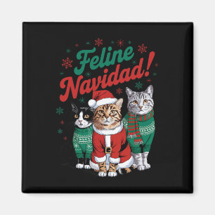 Imã Feline Navidad Funny Cat Feriado Natal Xmas Sa
