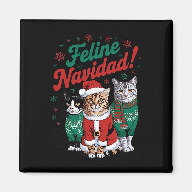 Imã Feline Navidad Funny Cat Feriado Natal Xmas Sa (Frente)