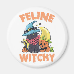 Imã Feline Witchy Funny Spooky Gatinho Gatinho