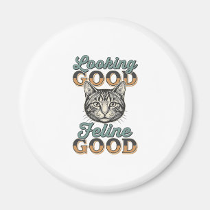 Imã Felino com Bom Visual Design de Gato Vintage_1