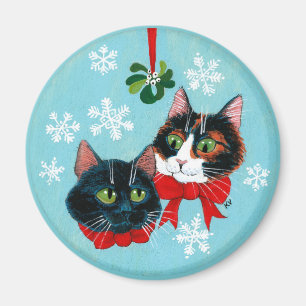 Imã Felinos bonitos, névoa de Natal