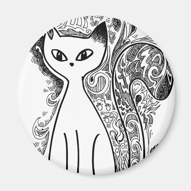 Imã Felinos florais engraçados (Frente)