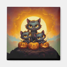 Felinos negros e abóboras lindos Halloween