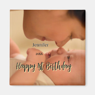 Imã Feliz 1º aniversário crianças bebê mãe preto amare