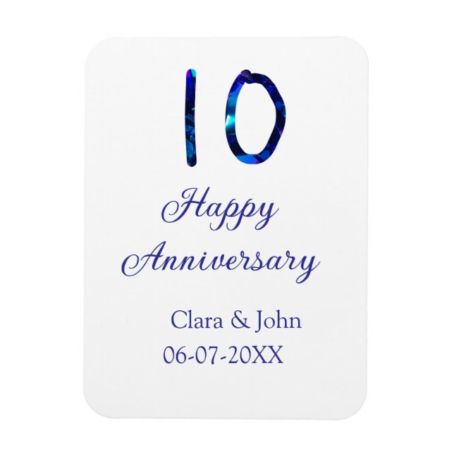 Ímã Feliz 10º aniversário data de adição do nome da li (Vertical)