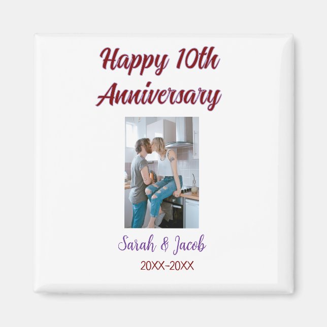 Imã Feliz 10º aniversário foto casal d (Frente)
