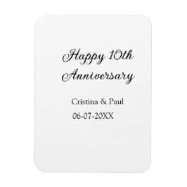 Ímã Feliz 10º aniversário, simples nome de casamento m
