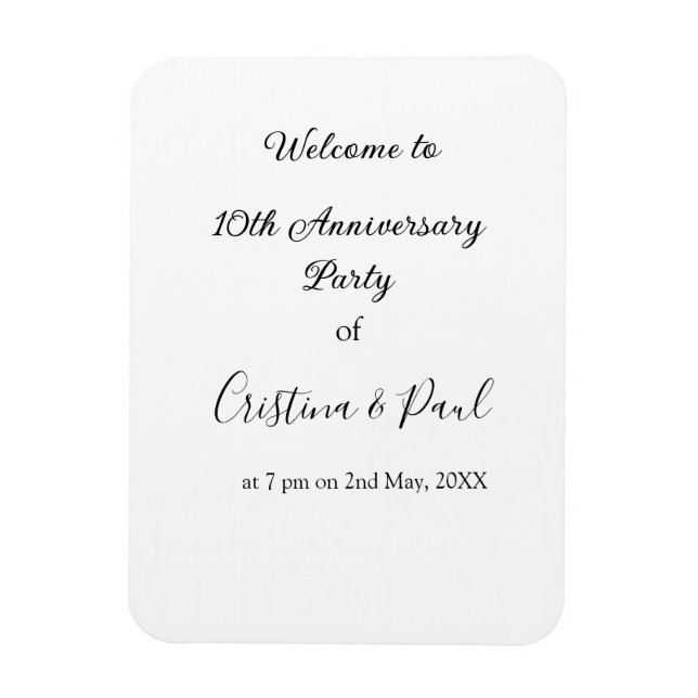 Ímã Feliz 10º aniversário simples nome de casamento mi (Vertical)