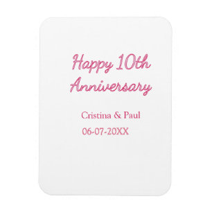 Ímã Feliz 10º aniversário simples nome de casamento mi