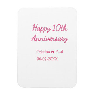 Ímã Feliz 10º aniversário simples nome de casamento mi