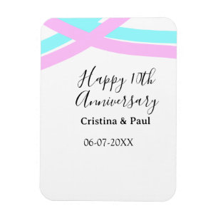 Ímã Feliz 10º aniversário simples nome de casamento mi