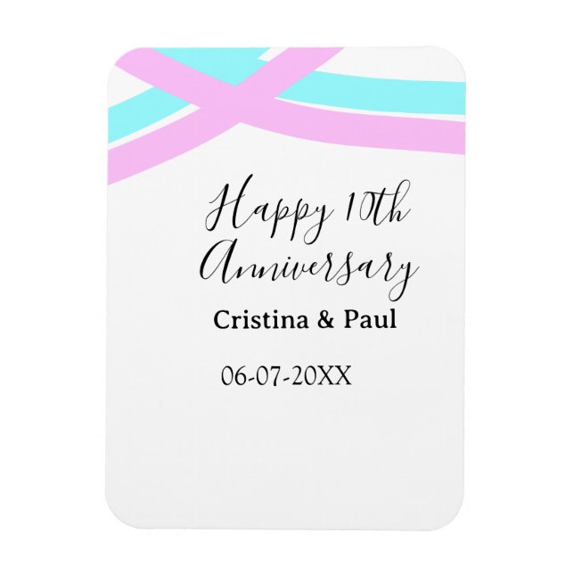 Ímã Feliz 10º aniversário simples nome de casamento mi (Vertical)