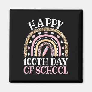 Imã Feliz 100º Dia Da Escola 100 Dias Leopard Rainbow
