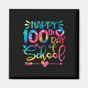 Imã Feliz 100º Dia De Colégio Tie Dye Rainbow 100 Dias