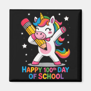 Imã Feliz 100º Dia De Escola Linda Mulher Unicórnio Ar