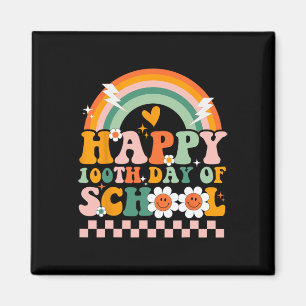 Imã Feliz 100 Dias De Escola Professor Crianças Retro