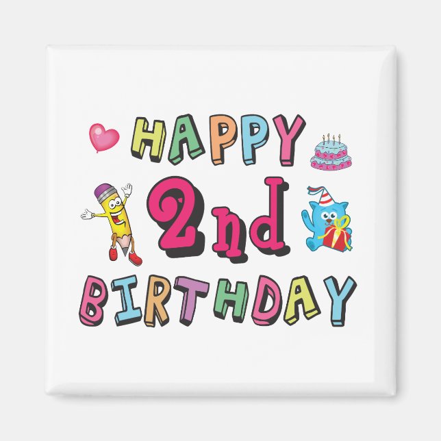 Imã Feliz 2º Aniversário. 2 anos de idade. (Frente)