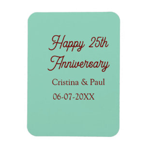 Ímã Feliz 25º aniversário verde boho retrô pastel