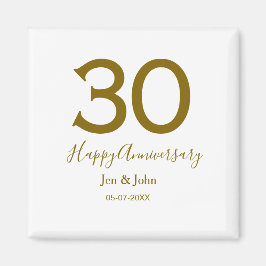 Imã Feliz 30 data de aniversário data ouro bold lete