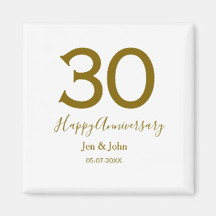 Imã Feliz 30 data de aniversário data ouro bold lete