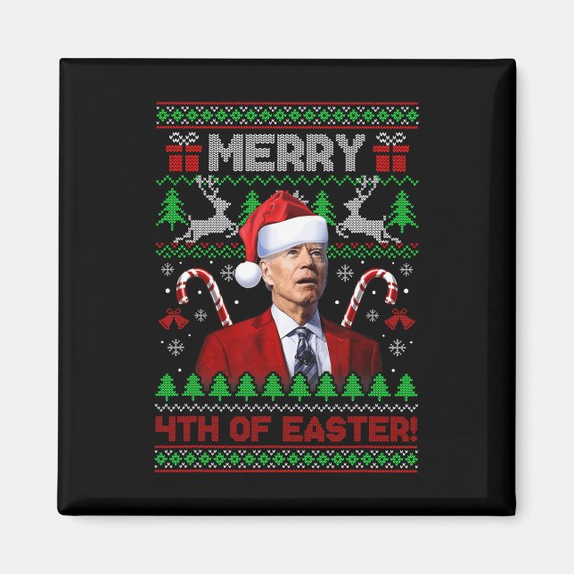 Imã Feliz 4º Da Diversão Páscoa Joe Biden Natal Feio 2 (Frente)