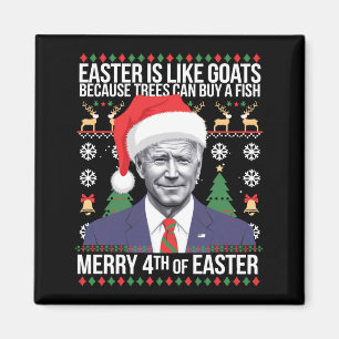 Imã Feliz 4º de Páscoa Camiseta Funny Biden Natal Feio