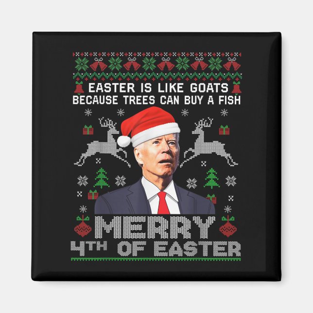 Imã Feliz 4º de Páscoa Funny Biden Camisa de Natal Fei (Frente)